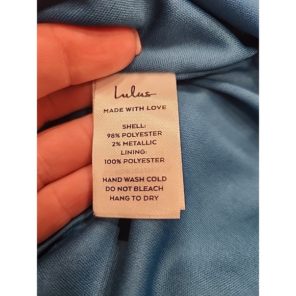 Lulus S Blue Green Teal Glitter Metallic Plunging Neck Strappy Mini Skater Dress - Picture 5 of 6